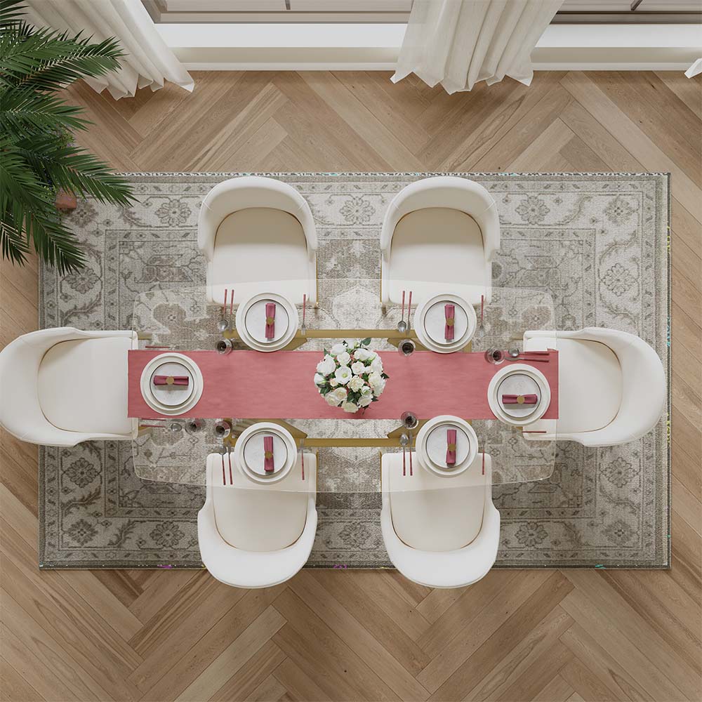 Glass Clear & Gold Tempered Glass Dining Tables