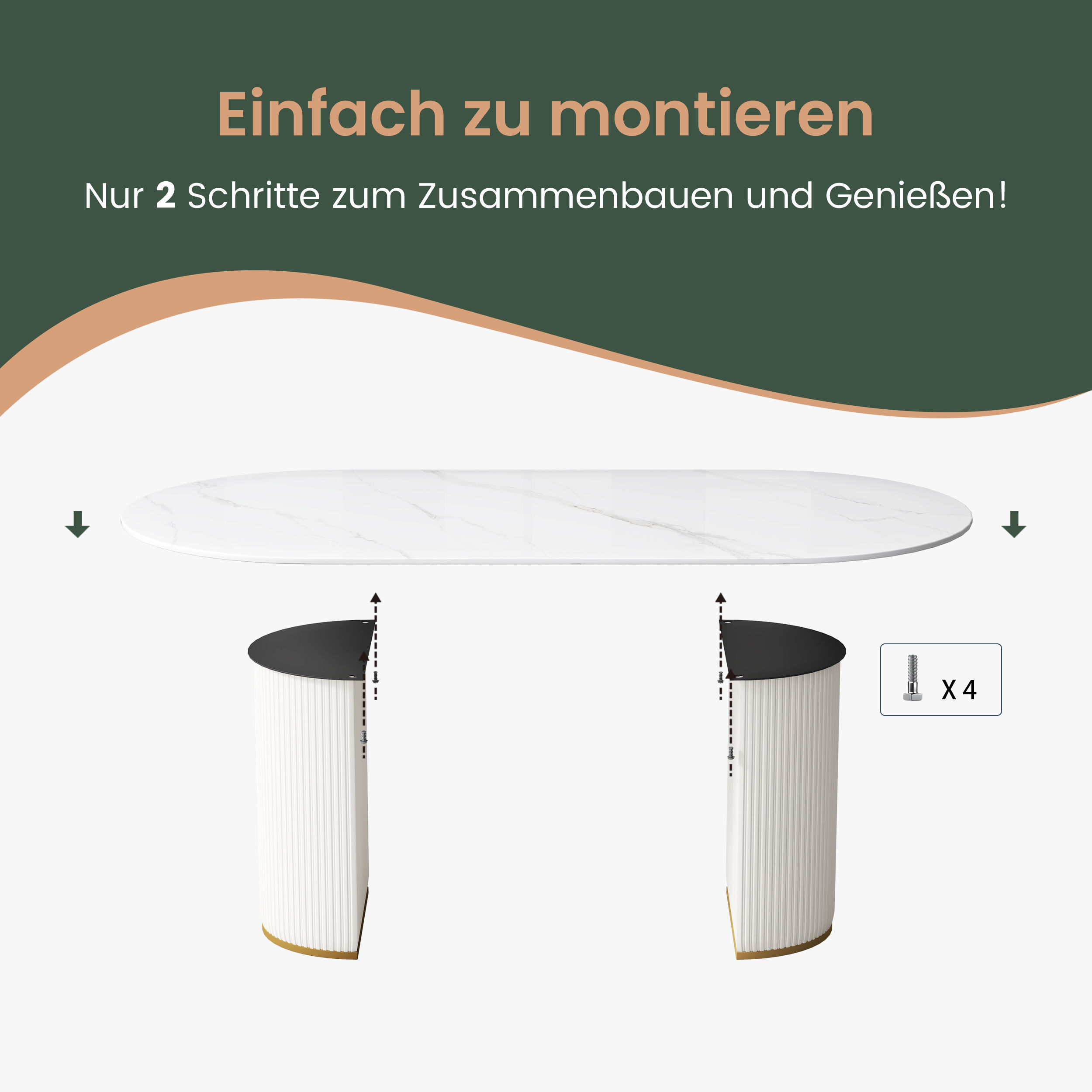 Oval Weiß Glänzender gesinterter Stein Esstische