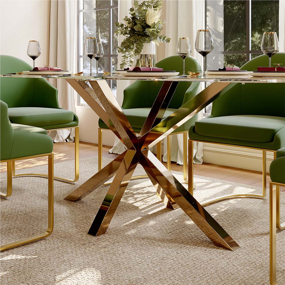 for 6 Clear & Gold Tempered Glass Dining Tables