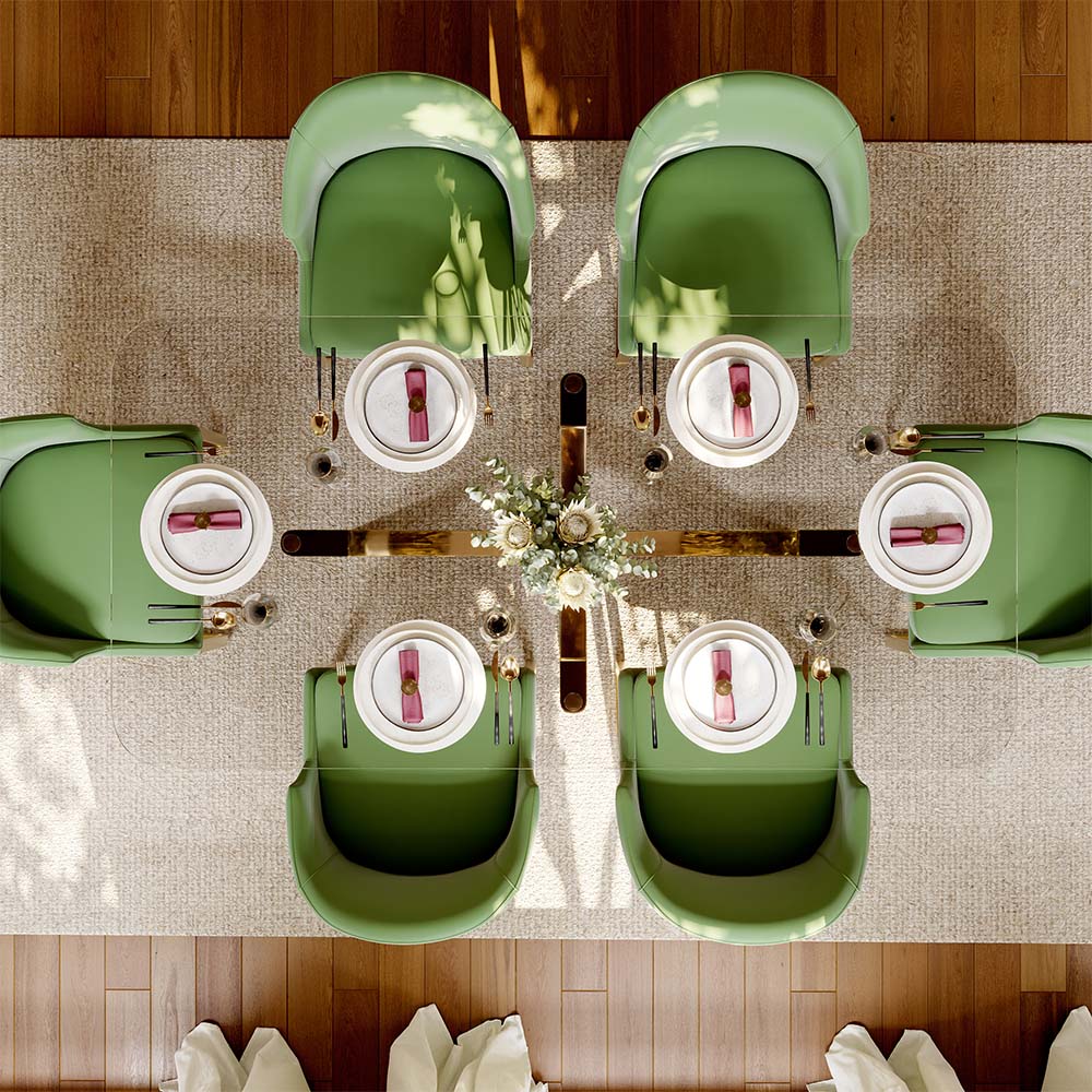 Modern Luxury Clear & Gold Tempered Glass Dining Tables