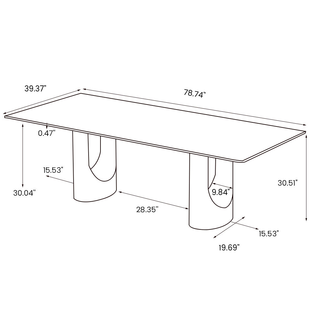Modern Minimalist White Glossy Sintered Stone Dining Tables