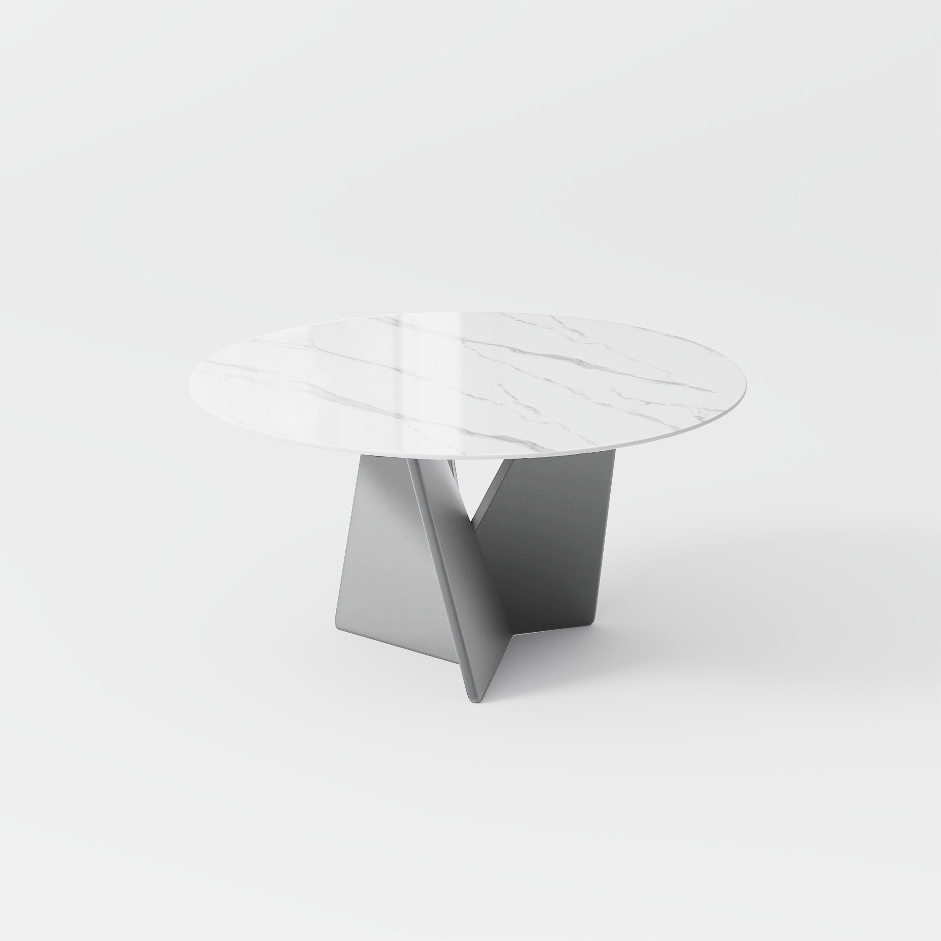 Modern Minimalist White Glossy Sintered Stone Dining Tables