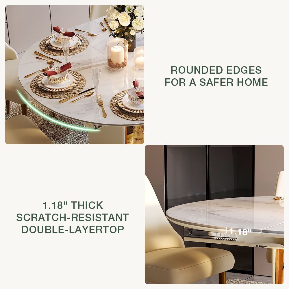 with Storage Pandora & Gold Glossy Sintered Stone Dining Tables