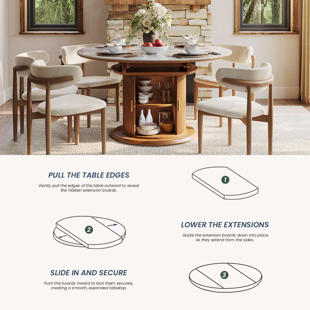 White & Walnut Glossy Sintered Stone & MDF Dining Tables