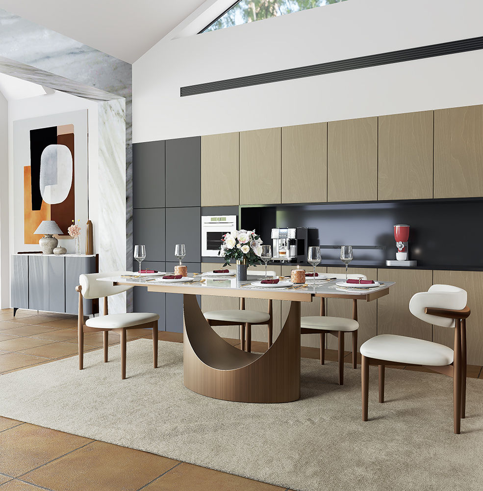 Glossy White Sintered Stone Dining Tables
