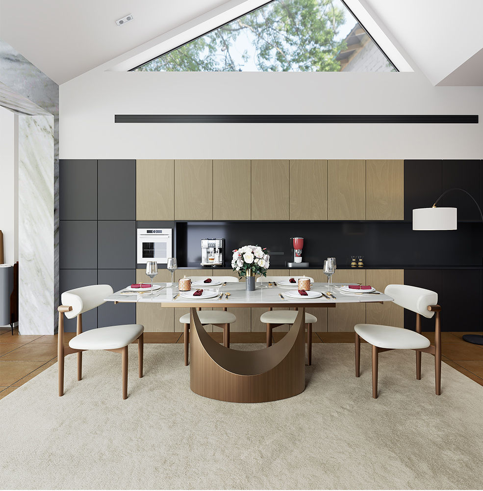 Glossy White Sintered Stone Dining Tables