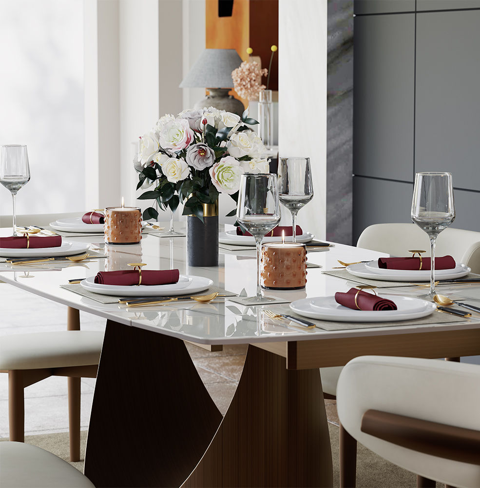 Glossy White Sintered Stone Dining Tables