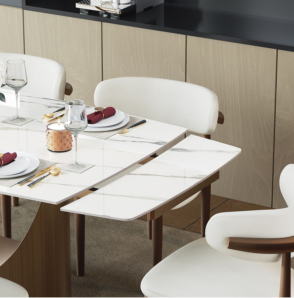 Glossy White Sintered Stone Dining Tables