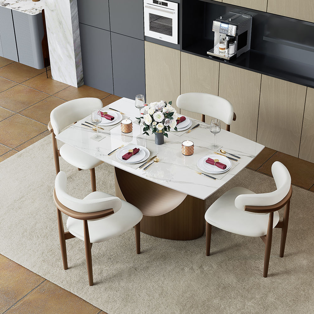 Glossy White Sintered Stone Dining Tables
