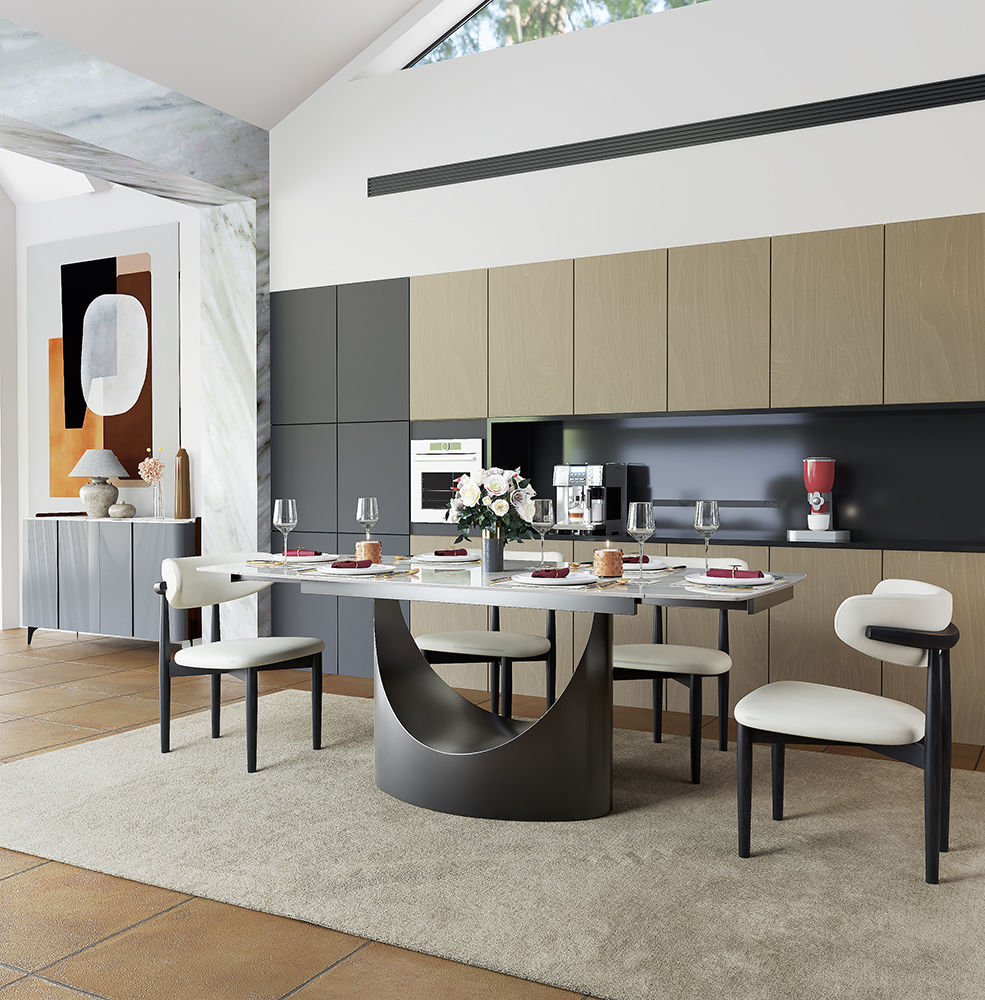 Glossy White Sintered Stone Dining Tables