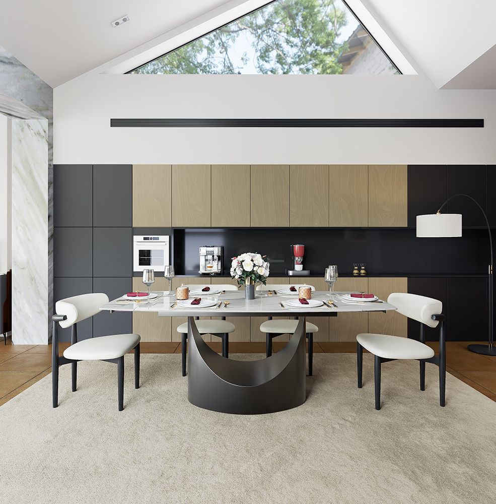 Glossy White Sintered Stone Dining Tables