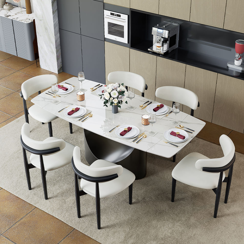 Glossy White Sintered Stone Dining Tables