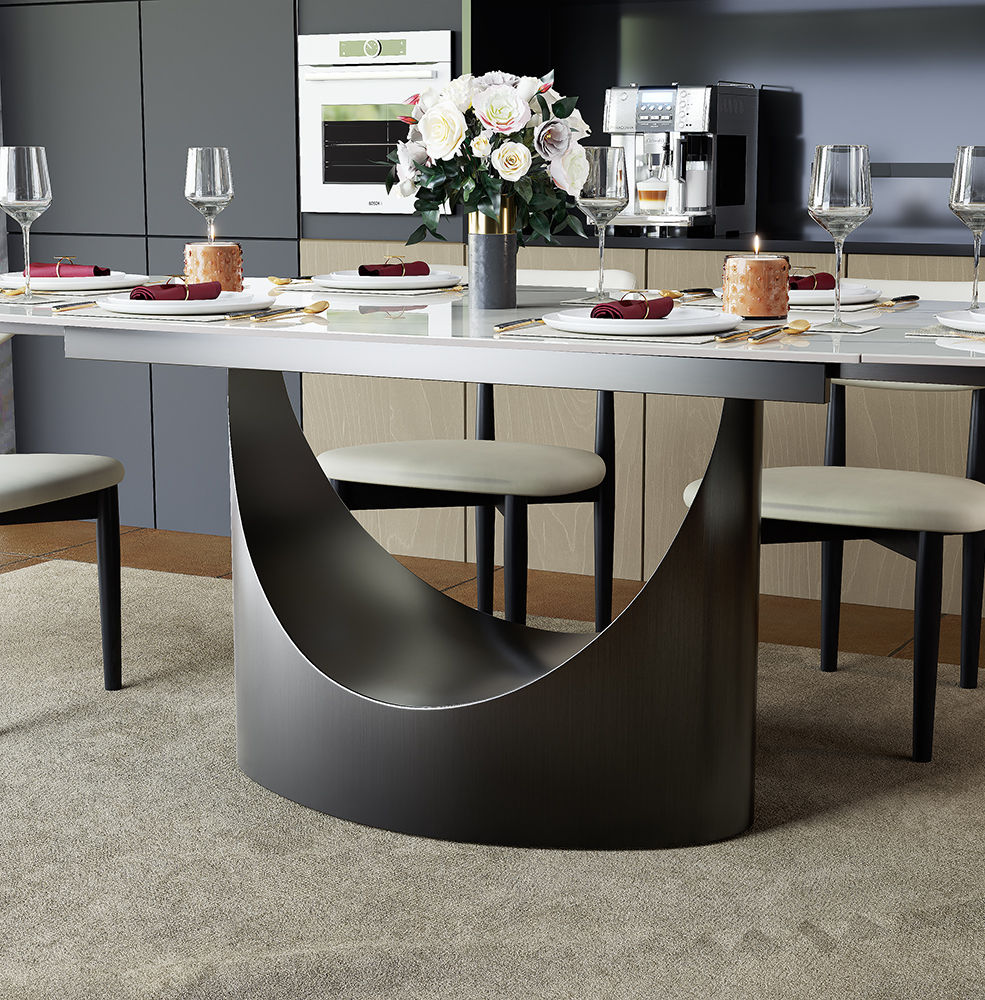 Glossy White Sintered Stone Dining Tables