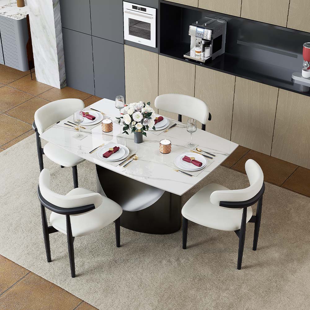 Glossy White Sintered Stone Dining Tables
