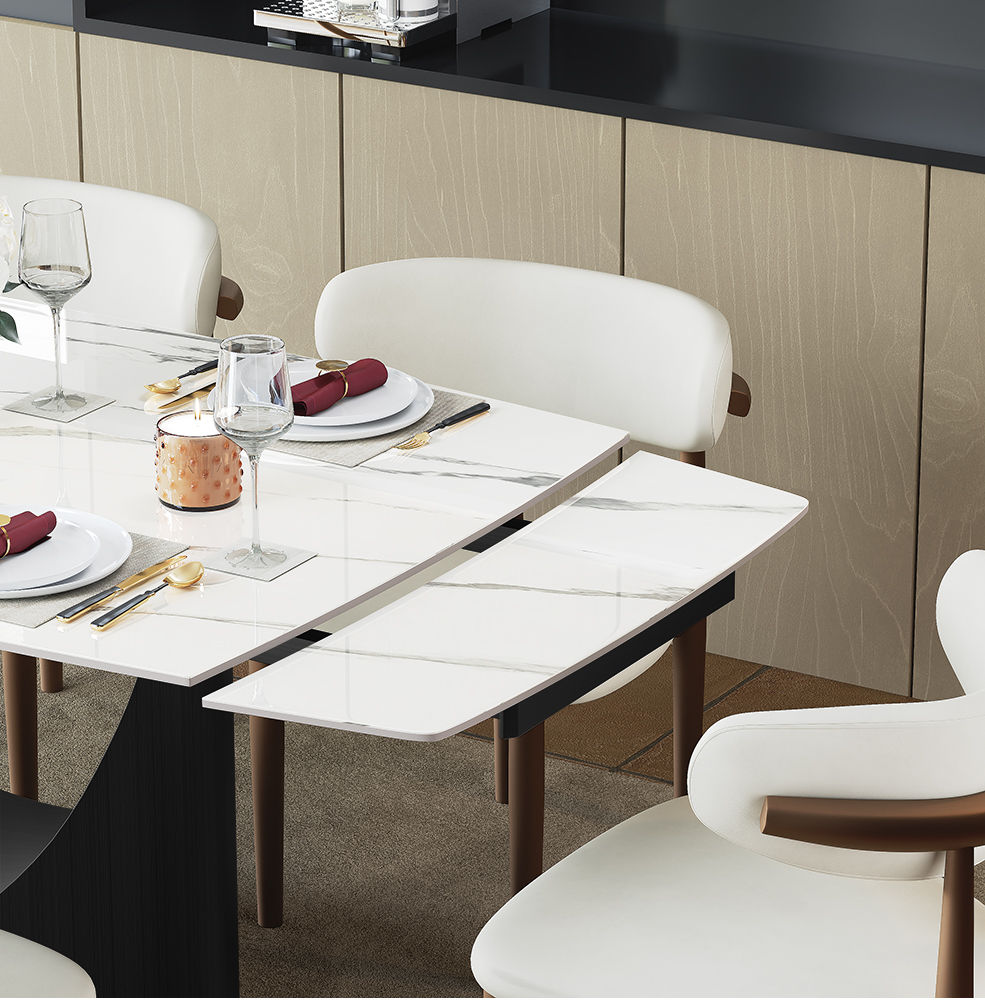 Glossy White Sintered Stone Dining Tables