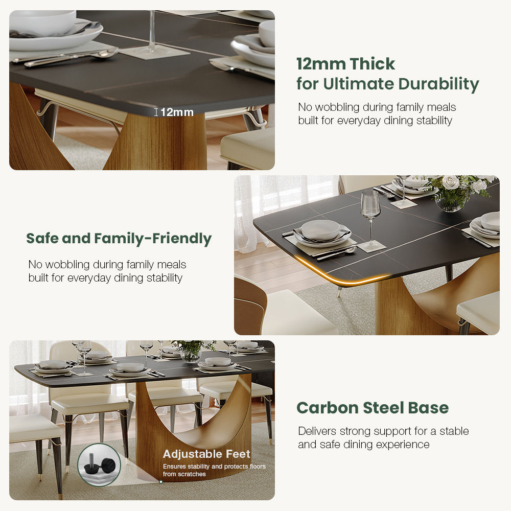 Black Matte Black Sintered Stone Dining Tables