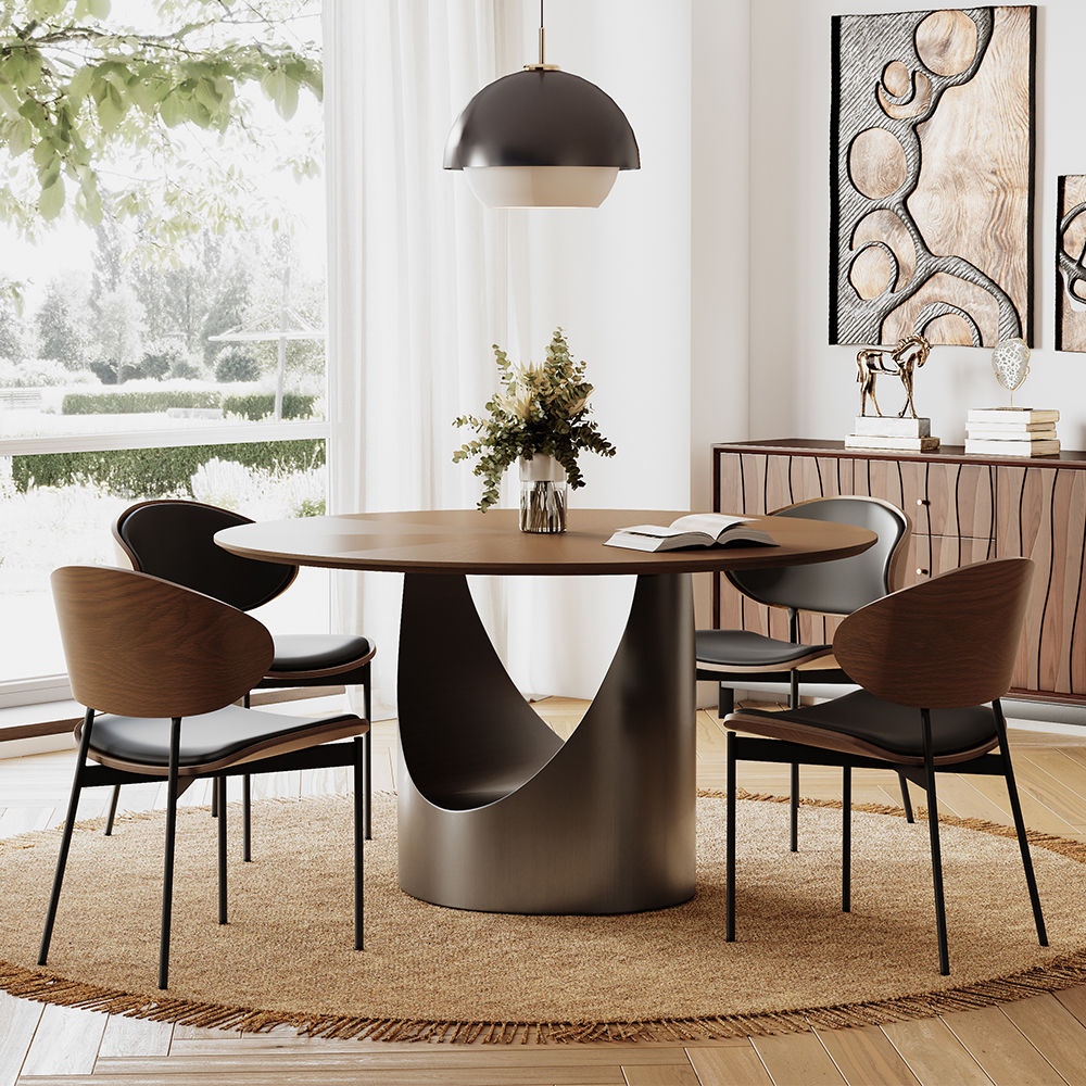 Gray Walnut Color & Dark Gray Plywood Dining Tables