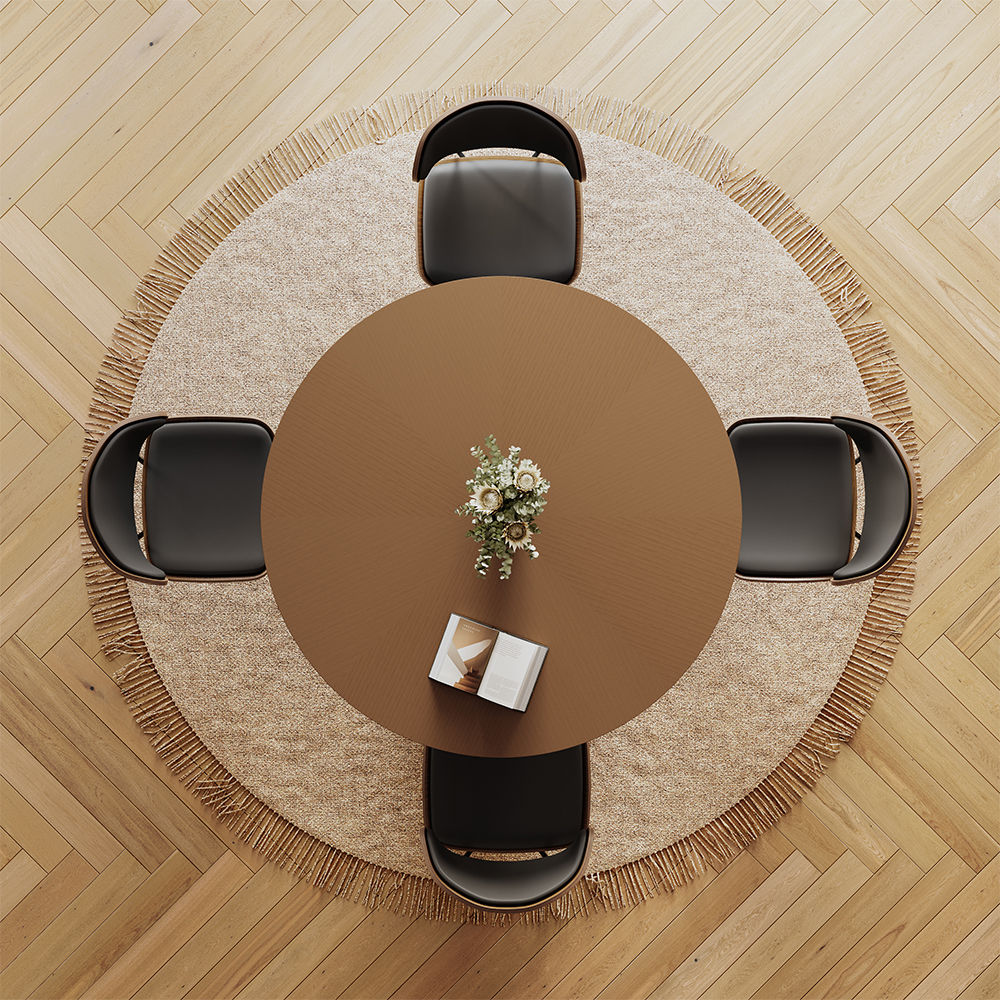 without Lazy Susan Walnut Color & Dark Gray Plywood Dining Tables