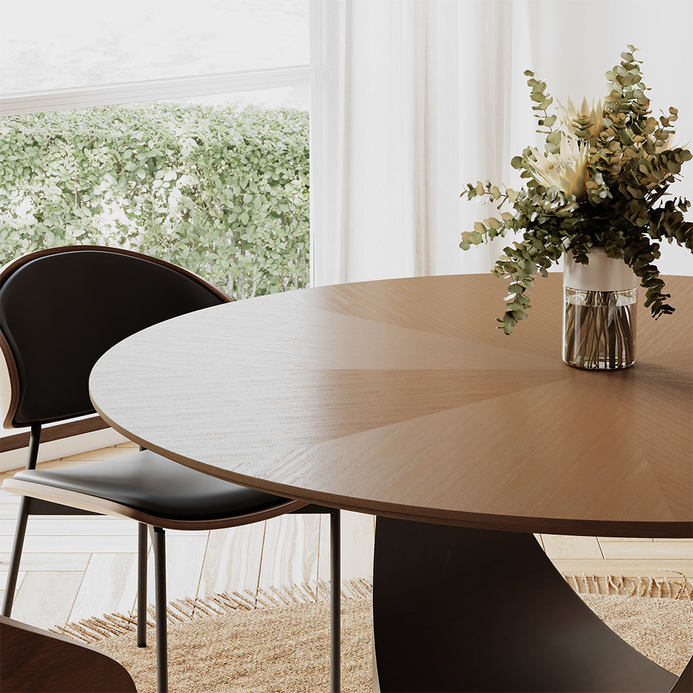 Gray Walnut Color & Dark Gray Plywood Dining Tables
