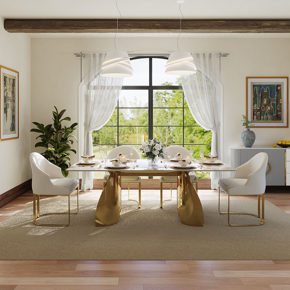 Kitchen Pandora & Gold Glossy Sintered Stone Dining Tables