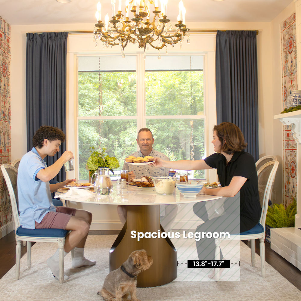 without Lazy Susan White Sintered Stone Dining Tables