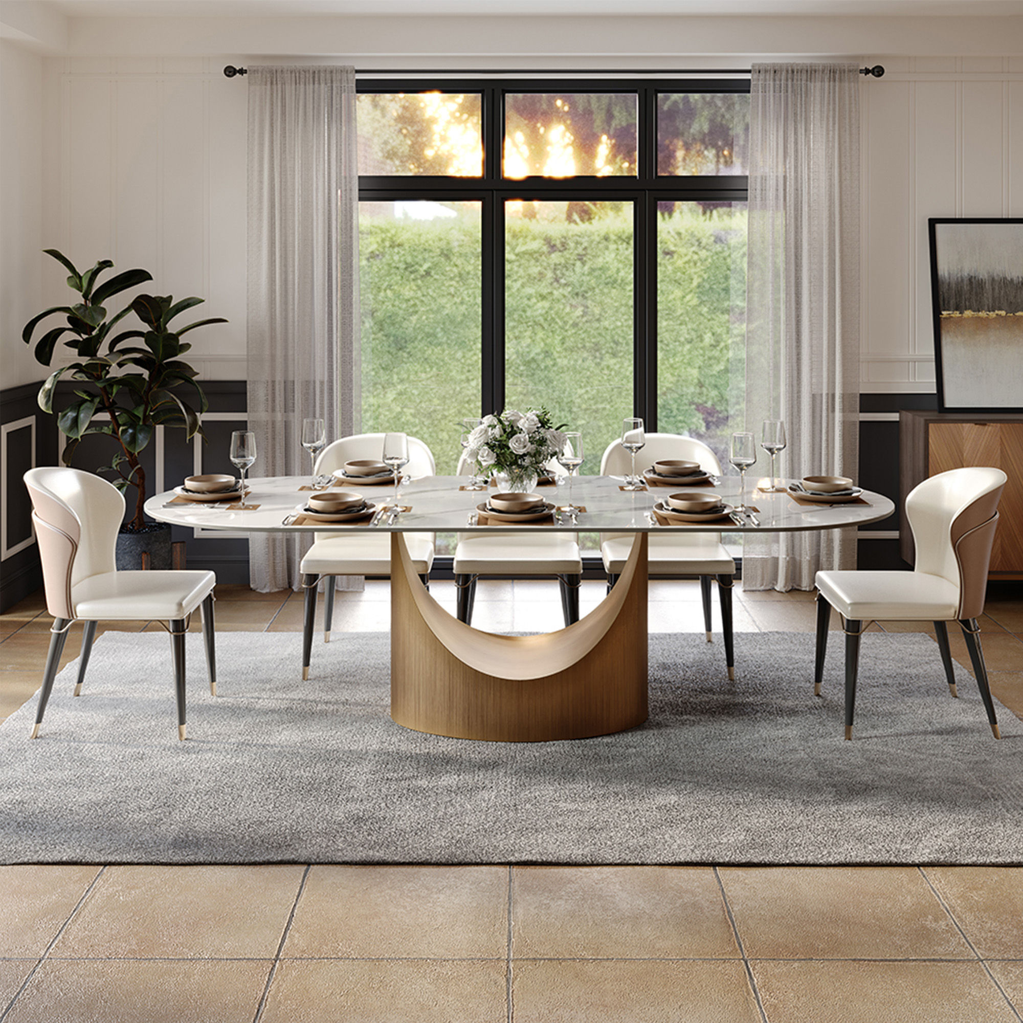 Oval Pandora Sintered Stone Dining Tables