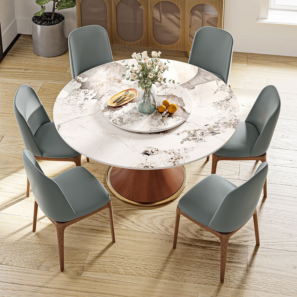 Round Pandora Glossy Sintered Stone Dining Tables
