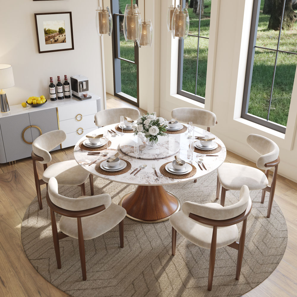 Partial Assembly Required Pandora Glossy Sintered Stone Dining Tables