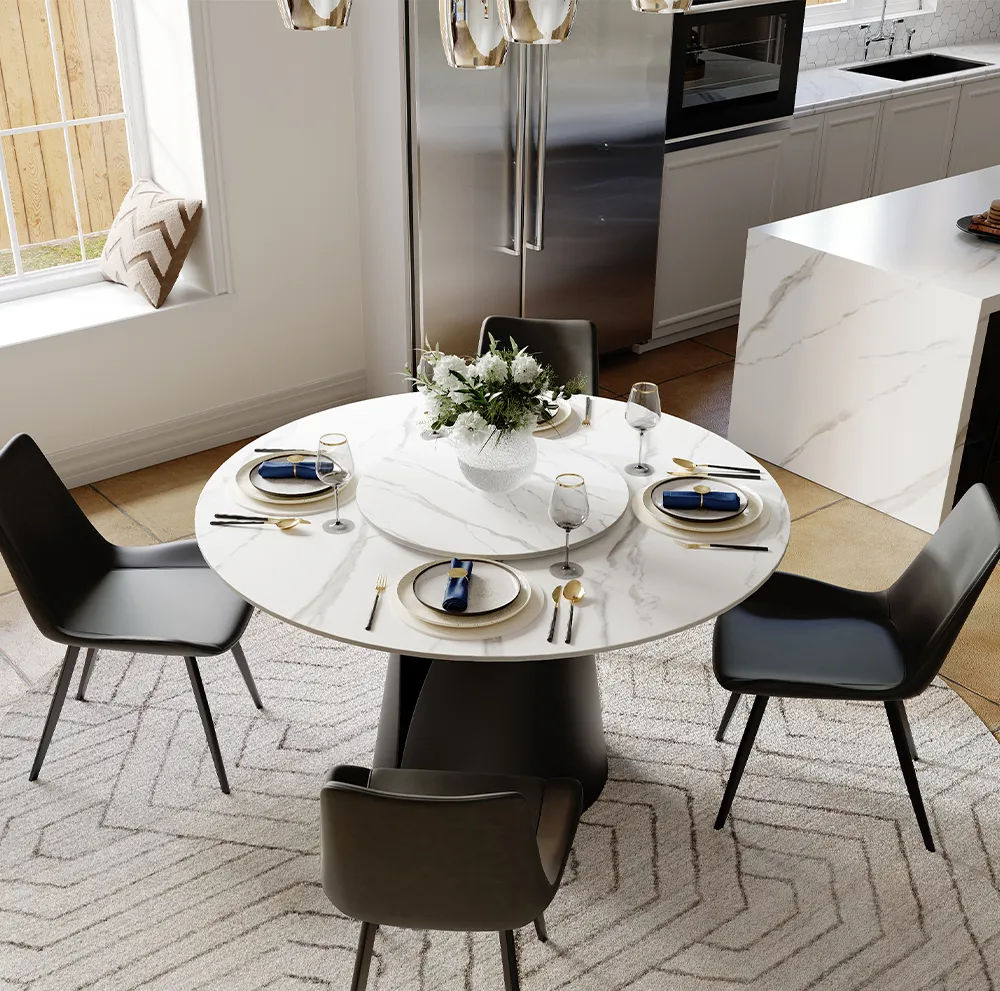 White Matte Sintered Stone Dining Tables