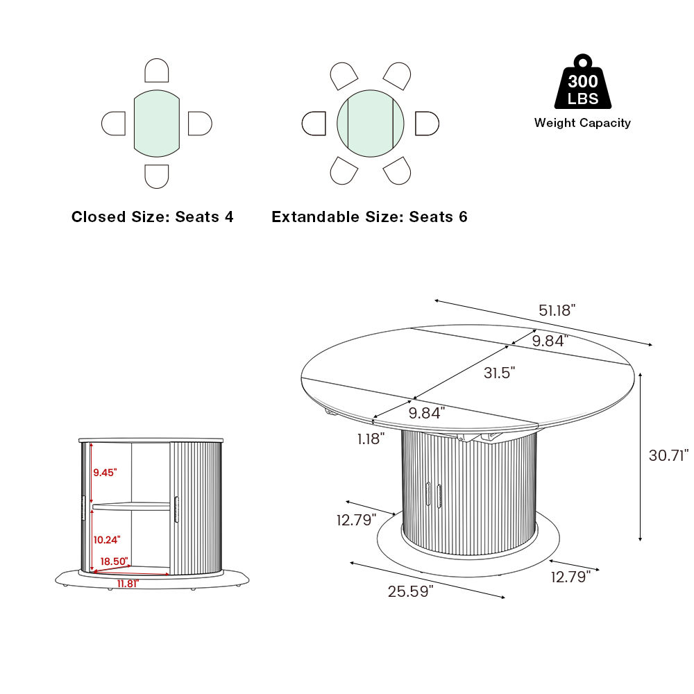 Sintered Stone White & Walnut Glossy Sintered Stone & MDF Dining Tables
