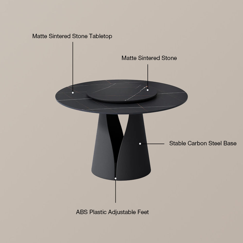Vera Black Matte Sintered Stone Dining Tables