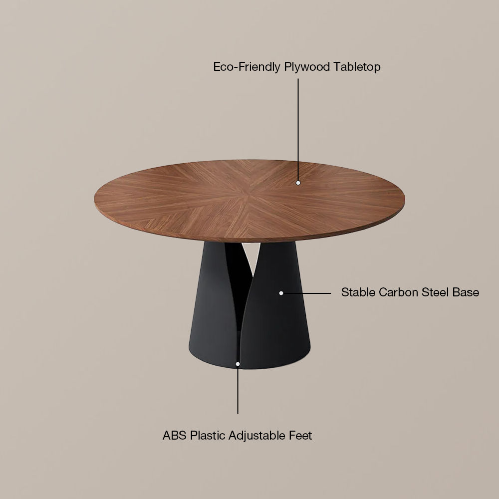Round Dark Wood Plywood Dining Tables