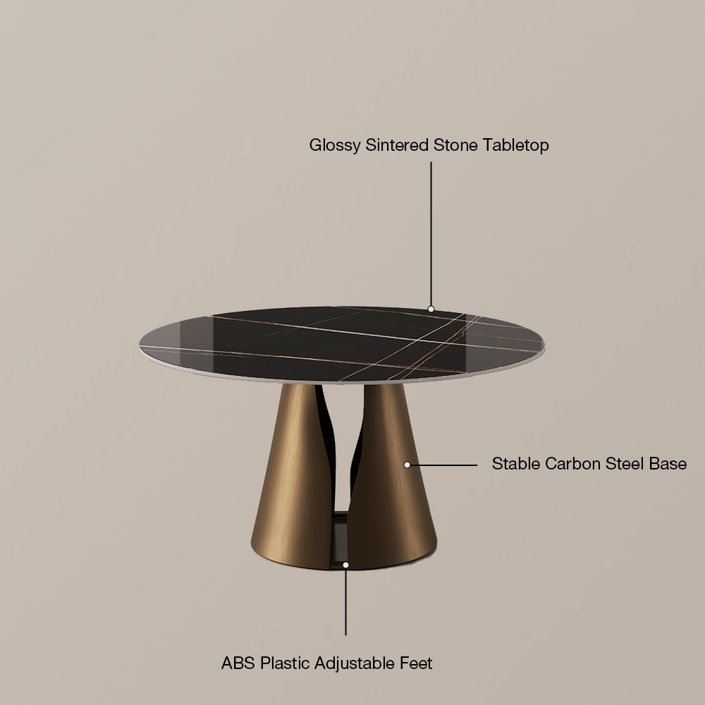 Sintered Stone Black & Bronze Glossy Sintered Stone Dining Tables