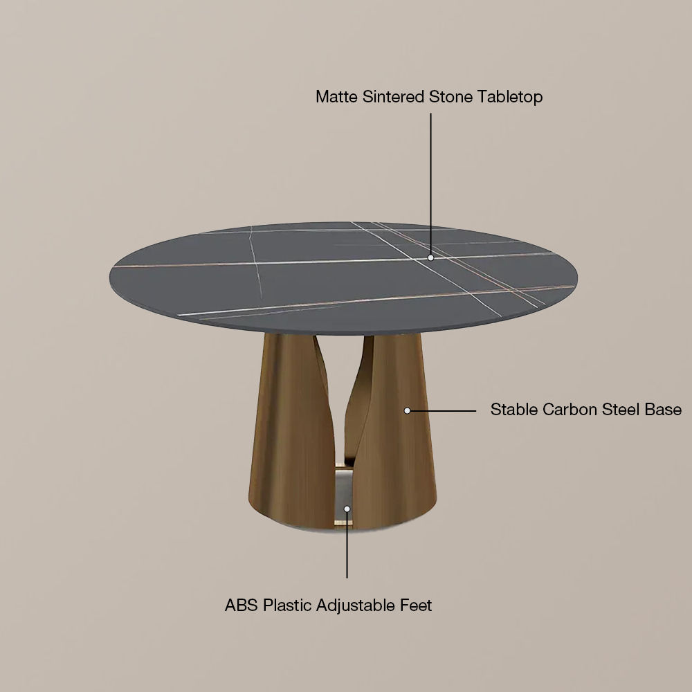 Vera Black & Bronze Matte Sintered Stone Dining Tables