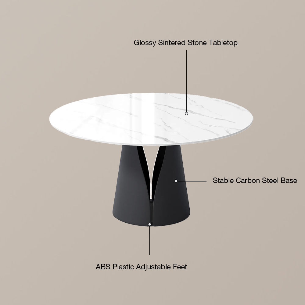 Black White & Black Glossy Sintered Stone Dining Tables