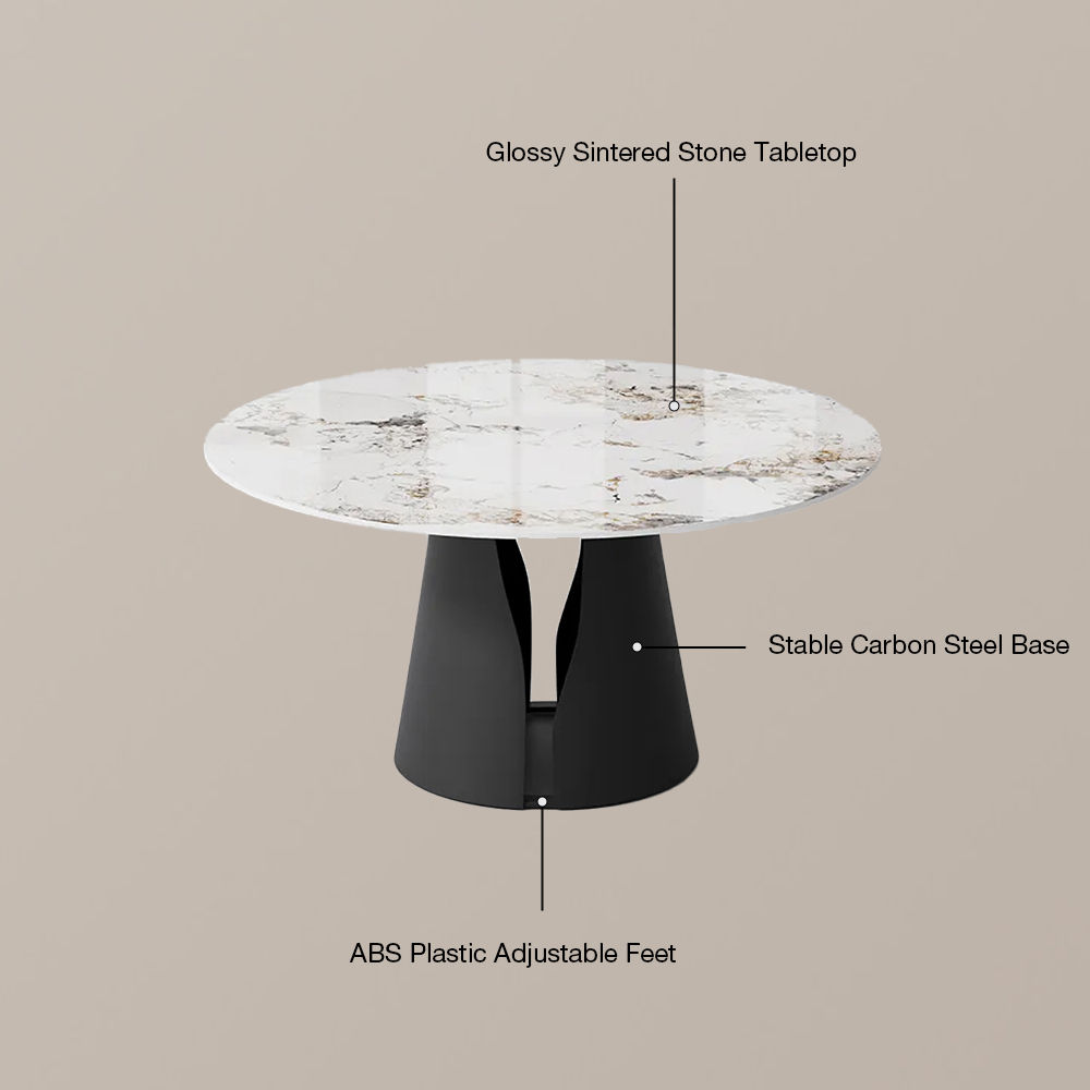 Carbon Steel Pandora Glossy Sintered Stone Dining Tables