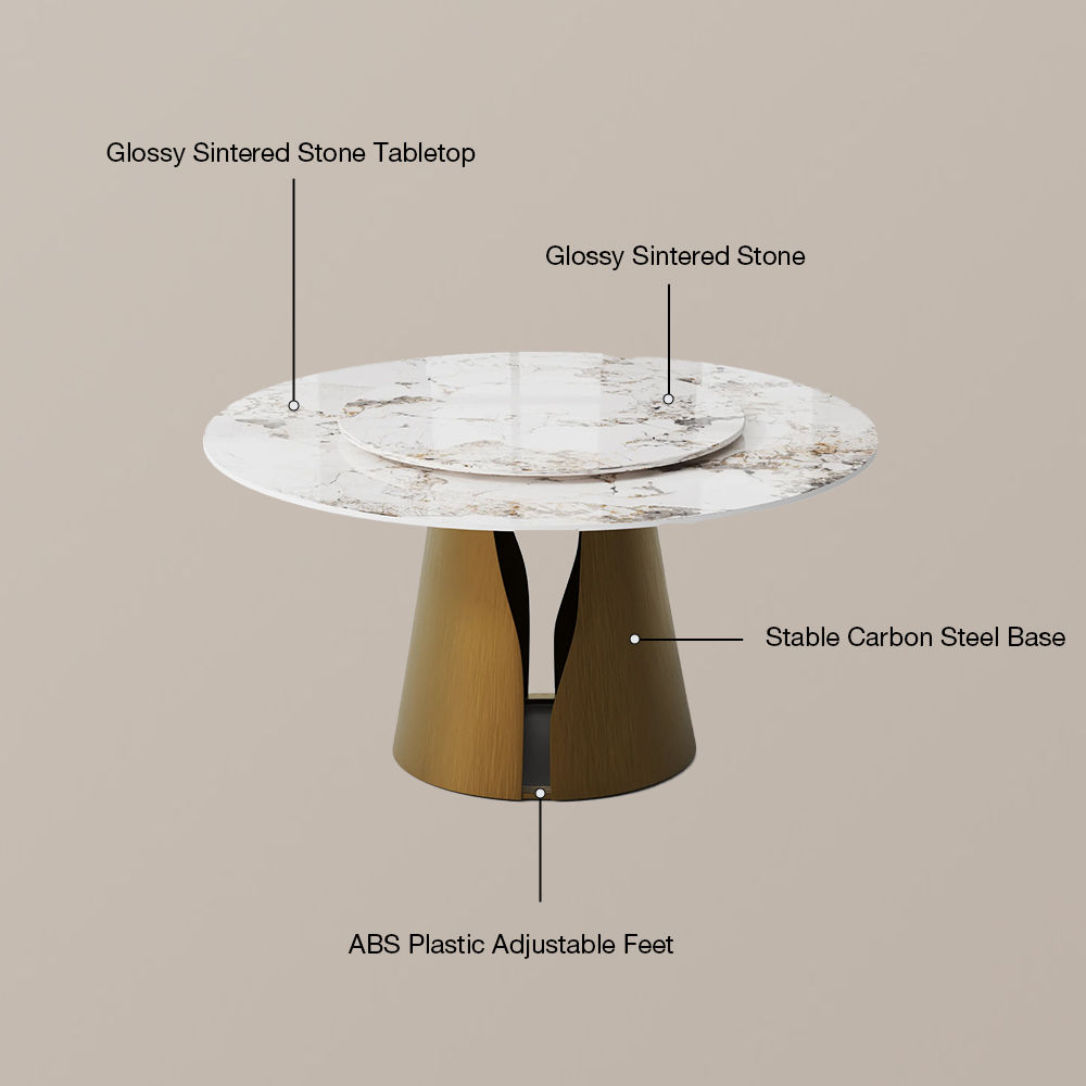 for 4 Pandora & Bronze Glossy Sintered Stone Dining Tables
