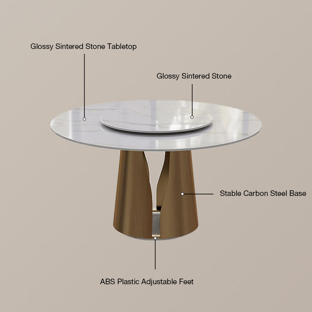 Bronze White & Bronze Glossy Sintered Stone Dining Tables