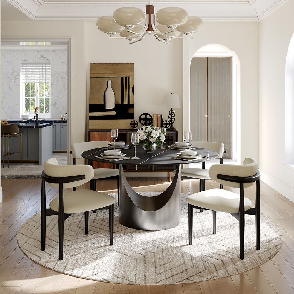 Hobart Black Matte Sintered Stone Dining Tables