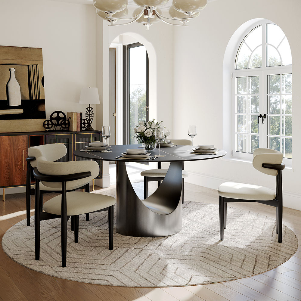 Black Black Matte Sintered Stone Dining Tables