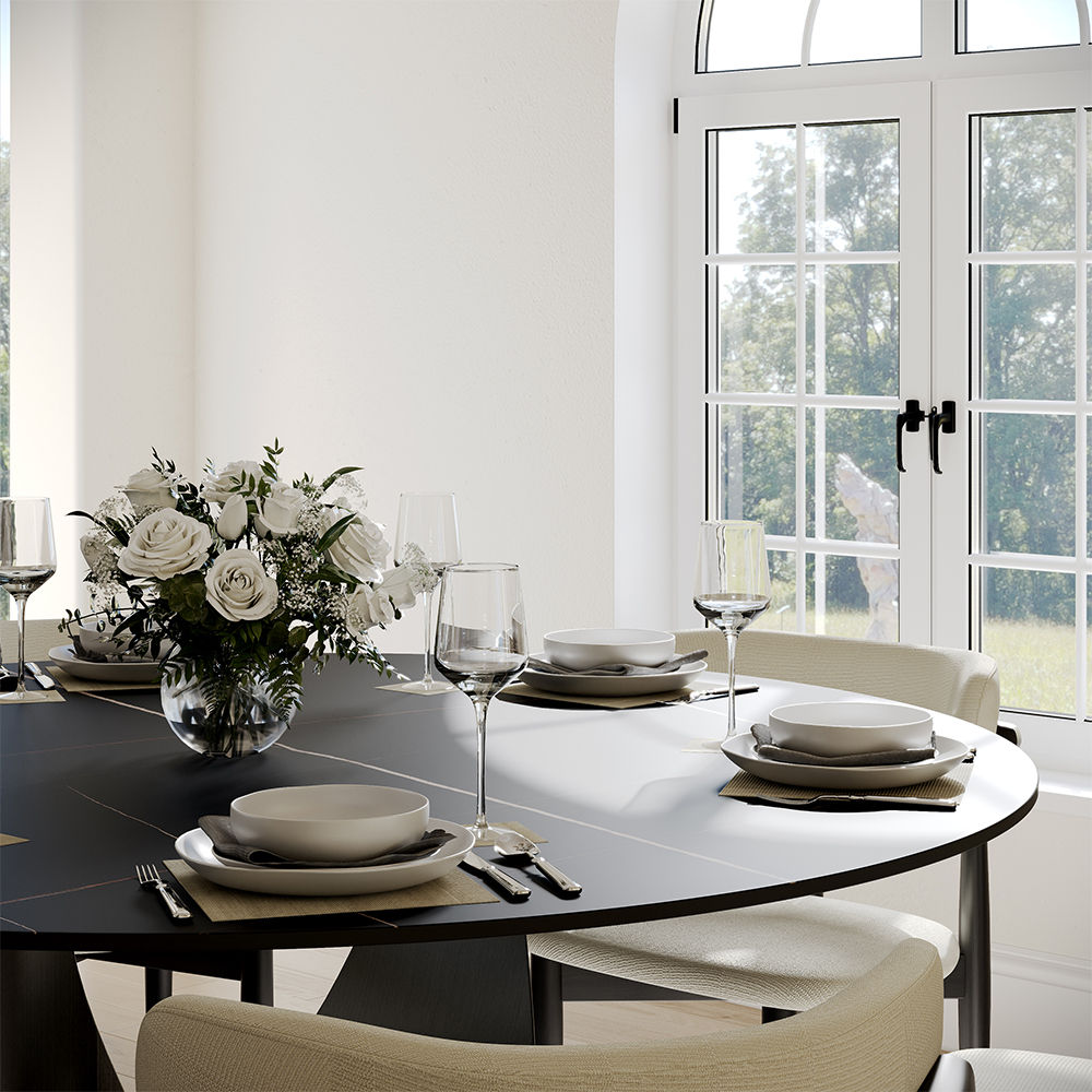 Black Black Matte Sintered Stone Dining Tables