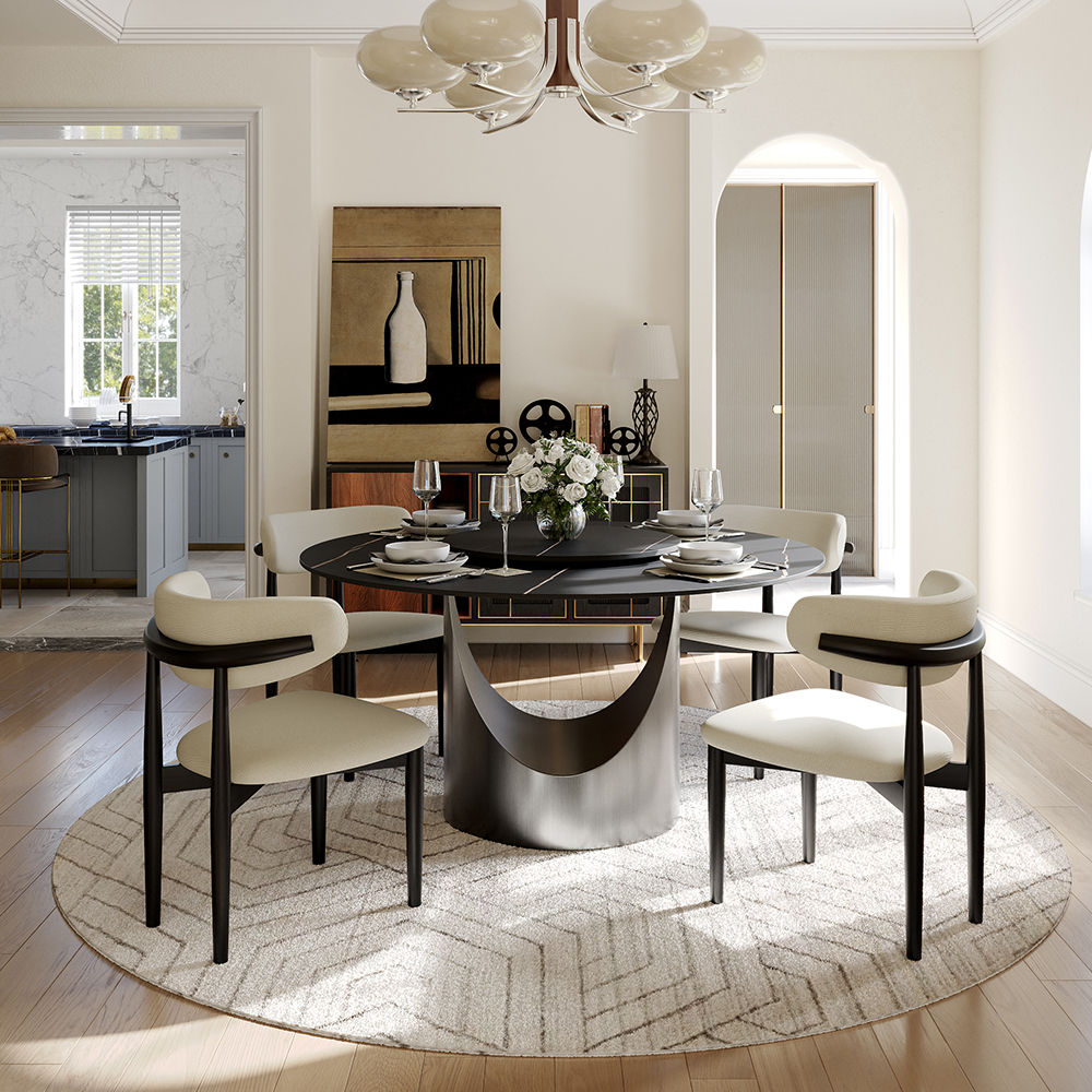 Modern Black Matte Sintered Stone Dining Tables
