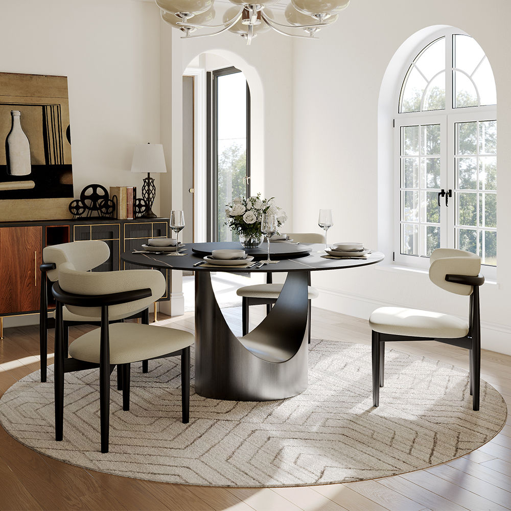 Modern Black Matte Sintered Stone Dining Tables