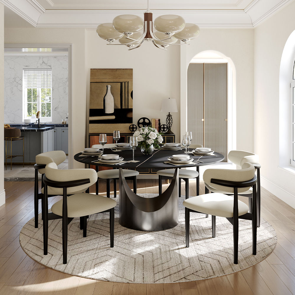 Hobart Black Matte Sintered Stone Dining Tables