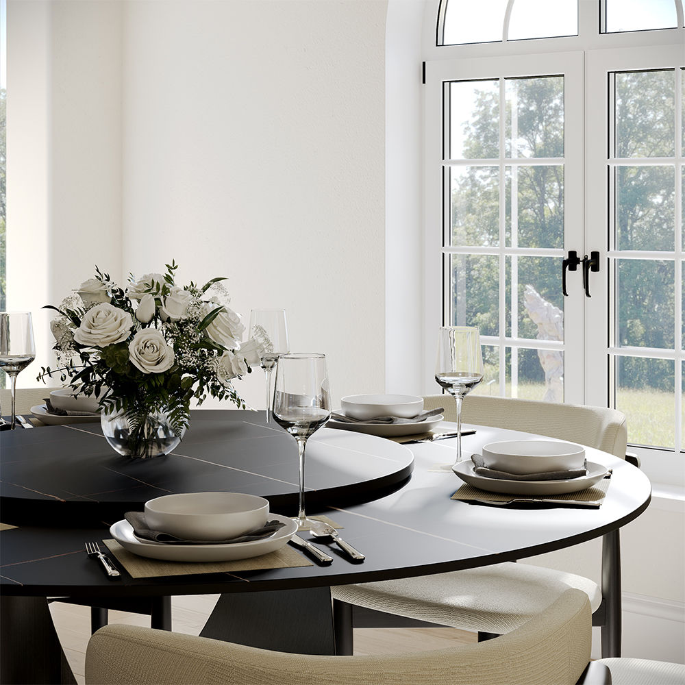 Modern Black Matte Sintered Stone Dining Tables