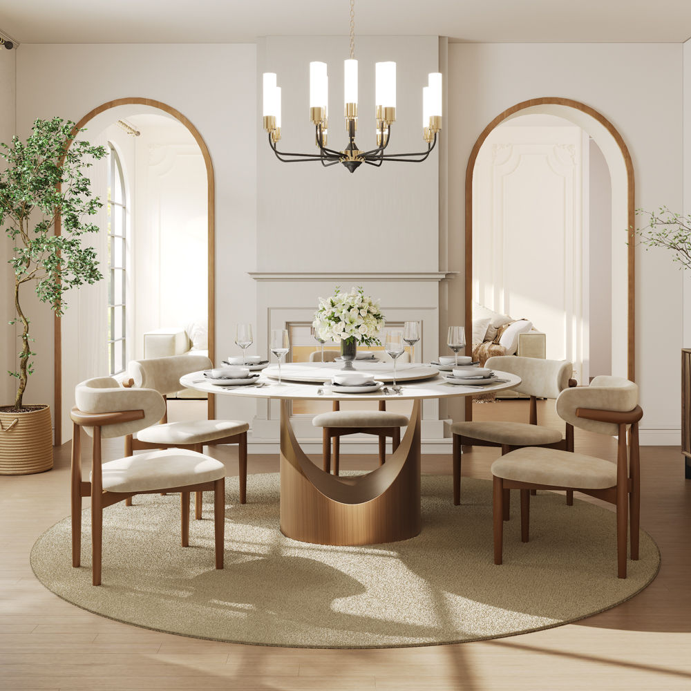 Modern Luxury White Matte Sintered Stone Dining Tables