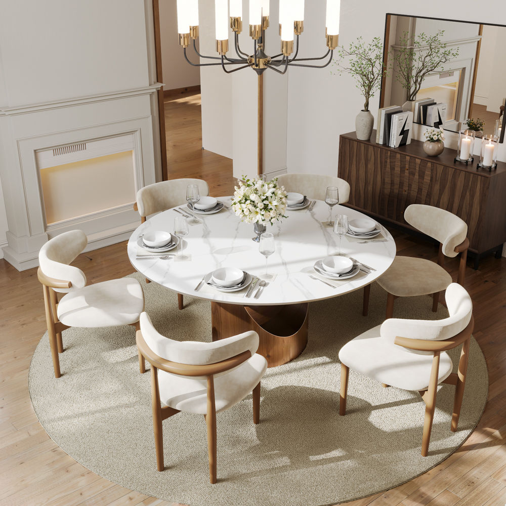 Modern White Matte Sintered Stone Dining Tables