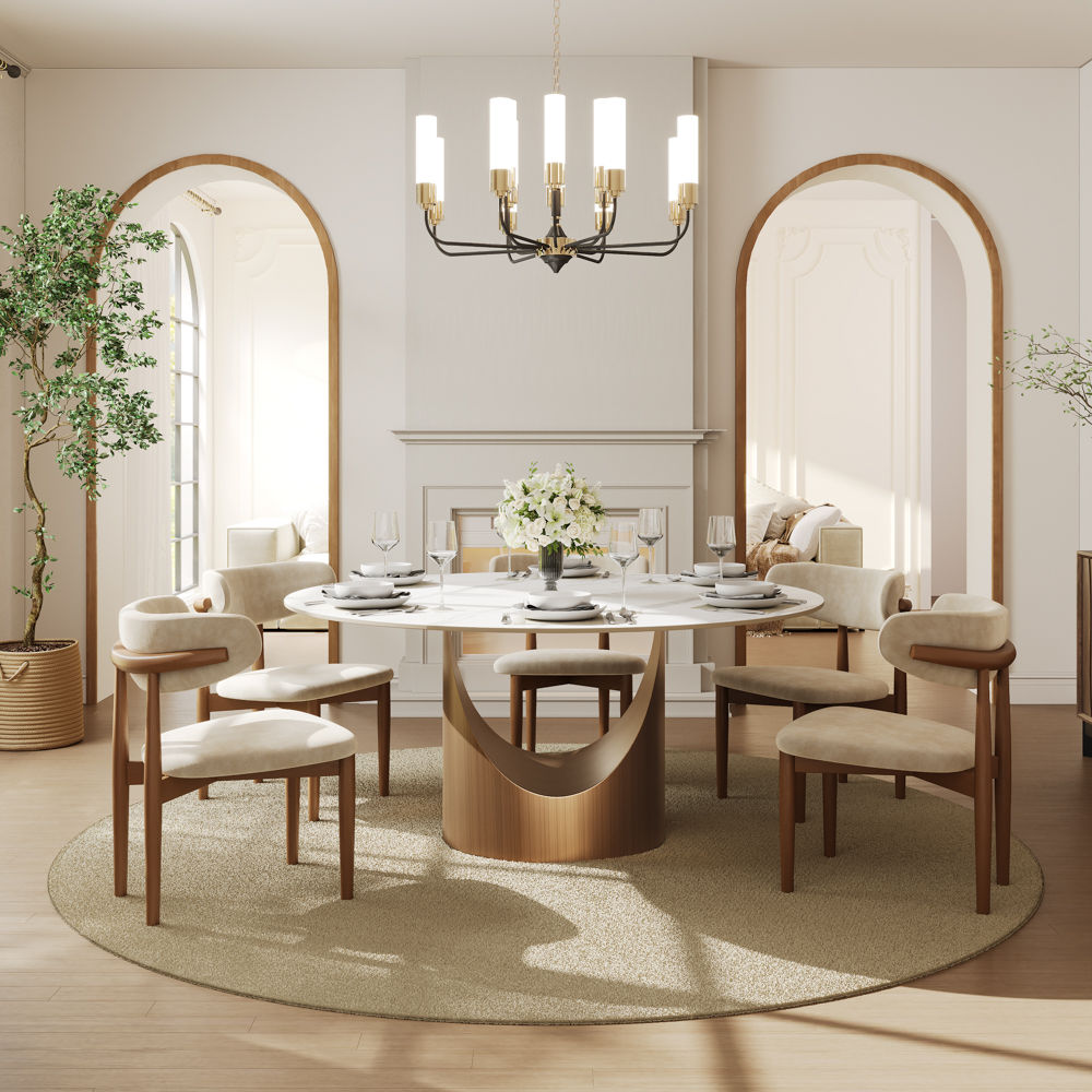 Hobart White Matte Sintered Stone Dining Tables