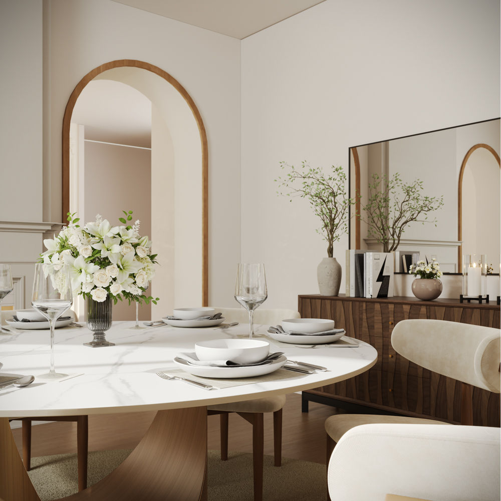 Sintered Stone White Matte Sintered Stone Dining Tables