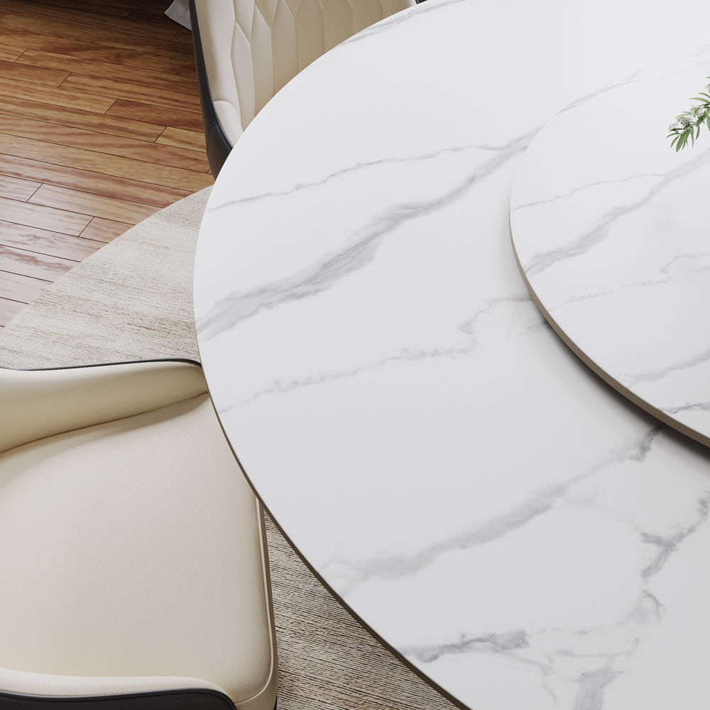 Partly Assemble White Matte Sintered Stone Dining Tables